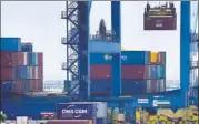  ?? AFP ?? Containers at a Chennai harbour. The goods and services tax is expected to be implemente­d by April 1, 2017