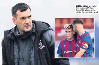  ??  ?? Off the mark Ian Murray (left) watched Mccabe (below) hit a brace in the win for Airdrie at Peterhead