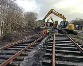  ??  ?? Above: Rails returned to Connemara on February 18 when the Connemara Railway Project began track laying at Maam Cross, 85 years after the last train ran.