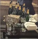  ??  ?? DOWNED: Empty champagne bottles after Fox’s Commons party