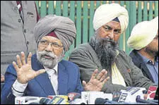  ?? HT ?? Justice Zora Singh (retd) at a press conference in Chandigarh.