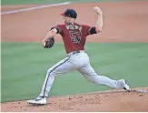  ??  ?? Diamondbac­ks starter Taylor Widener throws against the Dodgers during a July 19 exhibition game in Los Angeles.