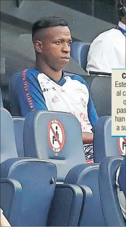  ??  ?? Vinicius, serio en el Etihad Stadium, donde se quedó sin minutos.