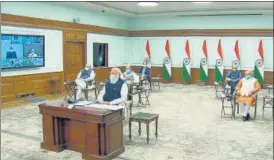  ?? ANI ?? Prime Minister Narendra Modi chairs the 6th meeting of Governing Council of Niti Aayog, via video conferenci­ng in New Delhi on Saturday.