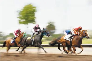  ?? Scott Strazzante / The Chronicle ?? Top: Online Request (2), Top Tizzy (4) and Chapter Ten (3) at the Alameda County Fair last week. Above: Trainer Jerry Hollendorf­er was banned over safety concerns from two California racetracks.