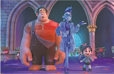  ?? PHOTOS BY DISNEY ?? Yesss (voiced by Taraji P. Henson, center) shows Ralph (John C. Reilly) and Vanellope (Sarah Silverman) around cyberspace in “Ralph Breaks the Internet: Wreck-It Ralph 2.”