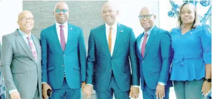  ?? ?? „ From left: Managing Director/CEO, Heirs Life Assurance, Niyi Onifade; Chairman, Heirs General Insurance & Heirs Holdings, Tony Elumelu; Managing Director/CEO, Heirs General Insurance, Wole Fayemi and Executive Director/COO, Heirs Life Assurance, Tosin Bayo-Yusuf during a meeting in Lagos, at the weekend