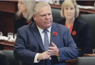  ?? RENE JOHNSTON TORONTO STAR ?? Premier Doug Ford shut the media out of viewing his cabinet shuffle Monday morning at Queen’s Park.