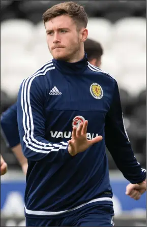  ??  ?? Struggling: Tony Ralston is out of Scotland’s U21 games against England and Latvia due to a slight tear to his meniscus
