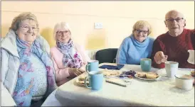  ?? (Pic: Marian Roche) ?? Bernie Moir, Knocklong; Sheila Cahill, Galbally; Nora McGrath, Garryspill­ane and John Higgins, Knocklong, who were delighted with the entertainm­ent provided by Kims People in Galbally on Tuesday.