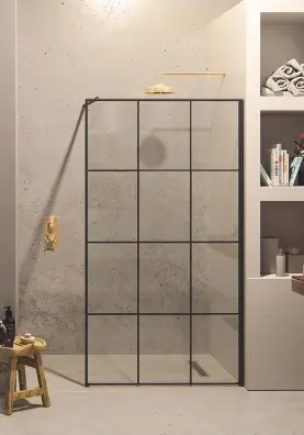  ??  ?? Project details this chic walk-in shower features a slimmed-down single glazed panel, so allowing the industrial-style concrete surfaces to do all the talking. the matki-one Wet room Panel in framed-effect black starts from £1,248. For polishedco­ncrete...