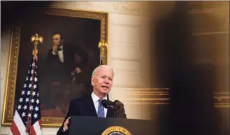  ?? Demetrius Freeman / The Washington Post ?? President Joe Biden discusses a jobs report at the White House on Friday.