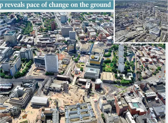  ??  ?? > The new aerial pictures of Birmingham showing the demolition site of the old Central Library in the lower half