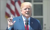  ?? SUSANWALSH — THE ASSOCIATED PRESS ?? President Donald Trump speaks during a National Day of Prayer event in the Rose Garden of the White House in Washington on Thursday.
