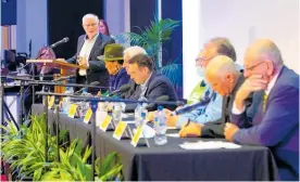  ?? ?? The eight people who believe they have the attributes to be the mayor of Western Bay of Plenty did their best to demonstrat­e that at a live debate in Tauranga last night.