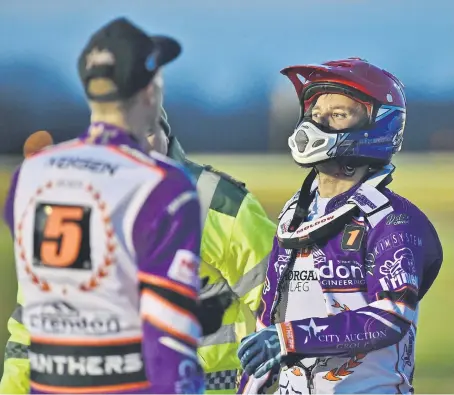  ?? ?? Nicki Pedersen after his sole ride in Panthers colours this season,