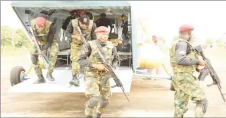  ??  ?? Special Forces being deployed by the Nigerian Air Force (NAF) to Southern Kaduna...yesterday