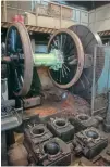  ?? ?? The rear set of driving wheels are now being profiled at Tyseley and the centre set will follow.