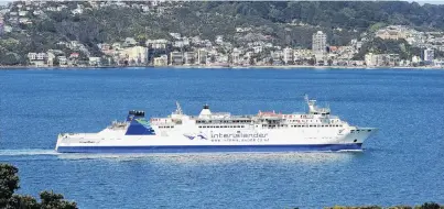  ?? PHOTO: ANTHONY PHELPS ?? KiwiRail’s Cook Strait ferry Aratere in Wellington Harbour.