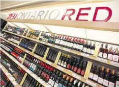  ?? BOB TYMCZYSZYN / POSTMEDIA NEWS FILES ?? Ontario wines occupy about 44 per cent of the shelf space at government outlets.