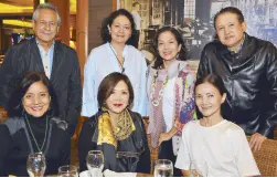  ??  ?? Miren and Bumer Zayco, Geraldine Aguirre, Lucille and Nic Locsin, Corina Monfort, Gina Montinola