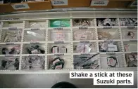  ??  ?? Shake a stick at these Suzuki parts.