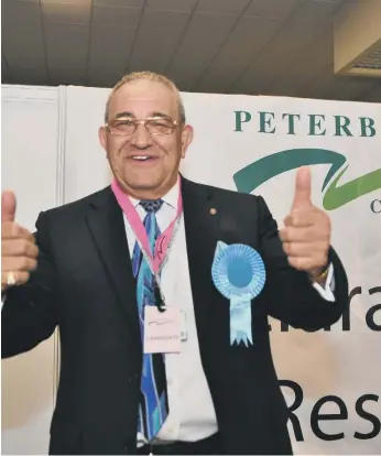  ?? ?? Former council leader Marco Cereste (Hampton) celebrates