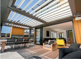  ??  ?? New Zealand’s weather can change in a heartbeat but louvre roofs can open your home to the beauty of outdoor life while enjoying protection from the elements.