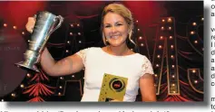  ??  ?? Lily poses with her ‘Best Actress’ award for her role in ‘Sweet Charity’ at the INEC in Killarney last month.