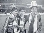  ??  ?? Eric Black, John Hewitt and Neale Cooper after the Dons’ victory in the European Cup Winners’ Cup final.