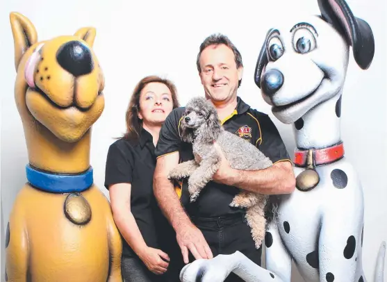  ??  ?? VIP Pet Foods founders Tony and Christina Quinn at the company’s Ormeau complex.
Picture: TIM MARSDEN