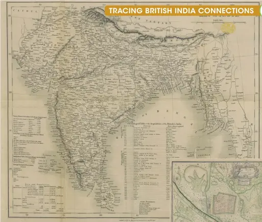  ??  ?? Maps and plans make useful visual additions to your research: map of India, 1857; plan of Madura, 1755