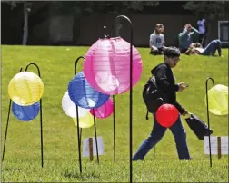  ?? Signal file photo ?? Students walk by hundreds of lanterns in the Honor Grove at College of the Canyons for the Shine a Light event on suicide prevention. COC has lost eight students to suicide in the last six years, according to officials.