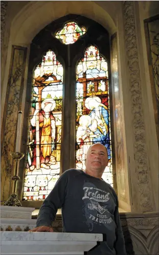  ?? Photo by Declan Malone ?? Stained glass master craftsman Michael Elsmann from Germany in the Chapel of An Díseart where he has just completed repairs to the stained glass windows.