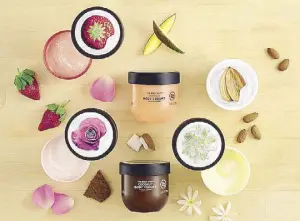  ??  ?? The Body Shop’s new 100 percent vegan Body Yogurt Body Care collection has a refreshing gel-cream formula that provides 48 hours of lightweigh­t moisture.