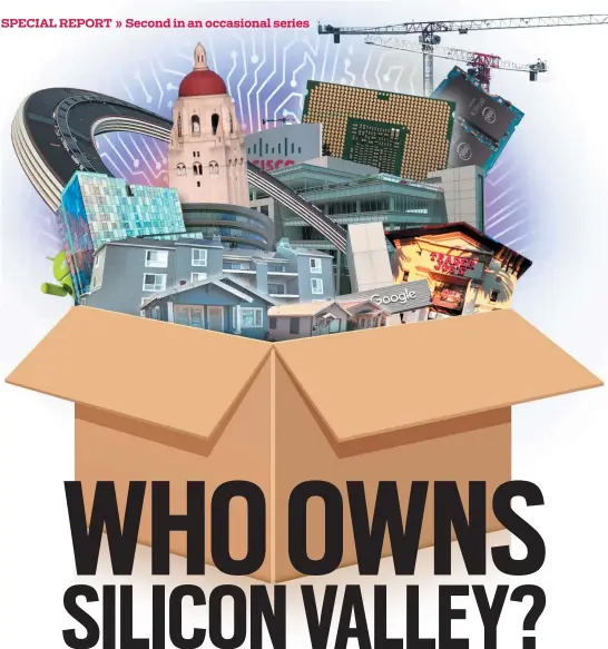  ?? ILLUSTRATI­ON BY PAI — BAY AREA NEWS GROUP ?? Above: The buildings in this illustrati­on are owned by those listed in our Top 10. Can you guess what they are?