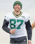  ?? MILWAUKEE JOURNAL SENTINEL ?? Jordy Nelson takes part in drills on Thursday in the Don Hutson Center.