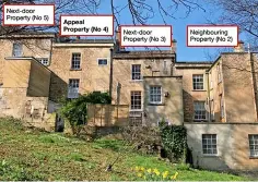  ?? Pic: AGM Ltd ?? The rear of St Mary’s Buildings, showing the property subject to a planning appeal (No 4) and the extensions to homes on either side