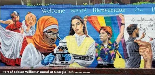  ?? PHOTOS VIA INSTAGRAM ?? Part of Fabian Williams’ mural at Georgia Tech