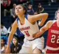  ?? JAMES BEAVER/FOR DIGITAL FIRST MEDIA ?? Curran O’Donnell (22) of Souderton looks for the rebound off a free throw while Neshaminy’s Olivia Scotti (11) battles for position in a game from Saturday afternoon.