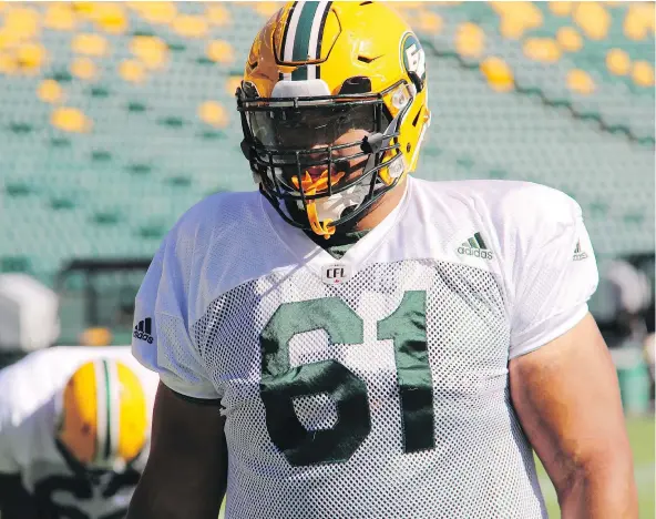  ?? — PHOTOS: POSTMEDIA NEWS FILES ?? The 6-foot-6, 320-pound Joel Figueroa comes to B.C. after spending two seasons with the Edmonton Eskimos.