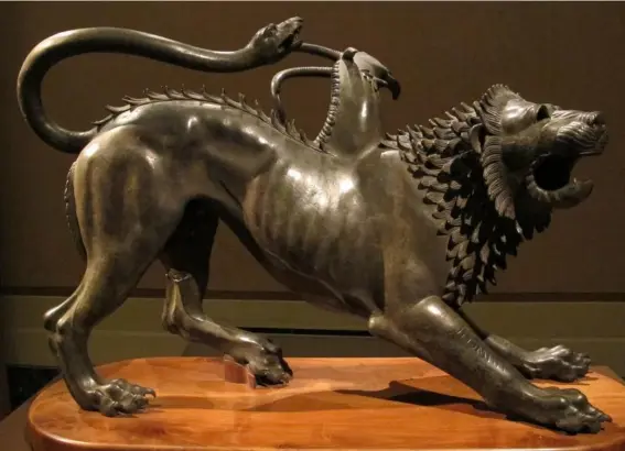  ??  ?? Chimera of Arezzo (see no 8): An Etruscan bronze statue depicting the legendary monster, from around 400BC (Sailko)
