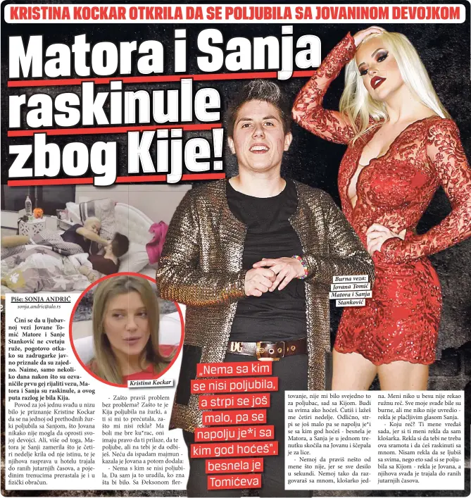  ??  ?? Kristina Kockar Burna veza: Jovana Tomić Matora i Sanja
Stanković