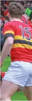  ??  ?? Above: Glenstal Abbey players celebrate their Munster Schools Senior Cup win and (below) winger Andrew Hogan on the charge. Left: Conor Booth in action