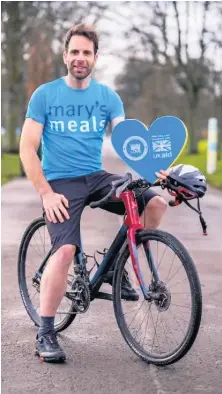  ??  ?? Wheely good cause Mark with his trusty wheels near his home in Edinburgh before lockdown