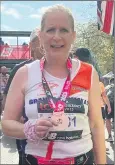  ?? ?? Angela O’Mahony at the London marathon.