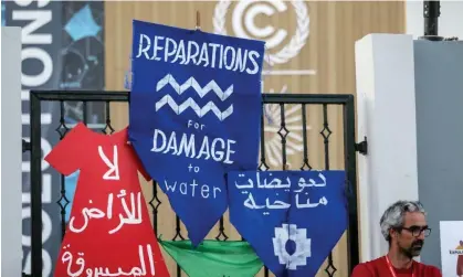  ?? Anadolu Agency/Getty Images ?? ▲ Climate and environmen­tal activists demonstrat­e in Sharm el-Sheikh, Egypt at the UN climate summit Cop27 on 18 November. Photograph: