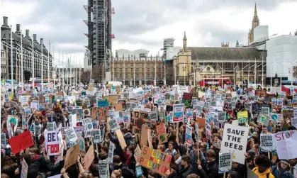  ?? Photograph: Jack Taylor/Getty Images ?? Young people and children take part in a climate protest in London in March 2019.