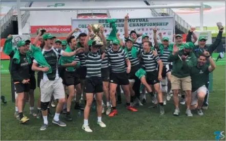  ?? PHOTO PROVIDED ?? The Bishop Shanahan rugby team celebrates winning the National High School Rugby Sevens Championsh­ip at Chester’s Talen Energy Stadium last month. The Eagles beat Malvern Prep for the title.