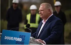  ?? AARON VINCENT ELKAIM THE CANADIAN PRESS ?? Progressiv­e Conservati­ve Leader Doug Ford said he would spend $730 million to add four GO Transit stations to Durham Region, bringing two-way, all-day commuter rail service there.